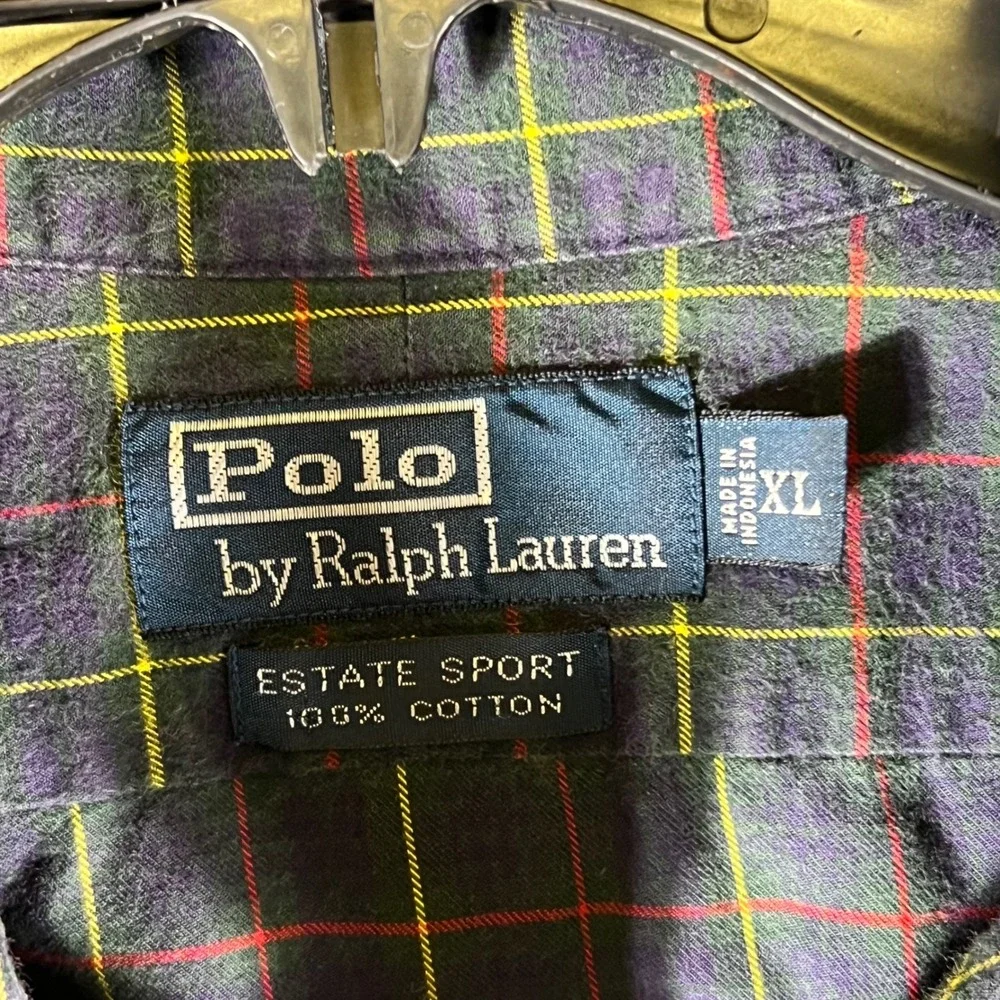 Polo Ralph Lauren Estate‎ Sport Plaid Long Sleeve Button Down Shirt XL Cotton